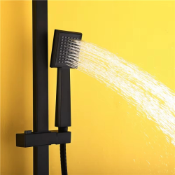 Vintage Square Solid Brass Black Bronze Rain Shower Faucet Set Wall Mount Antique Brass Dual Control Mixer Tap