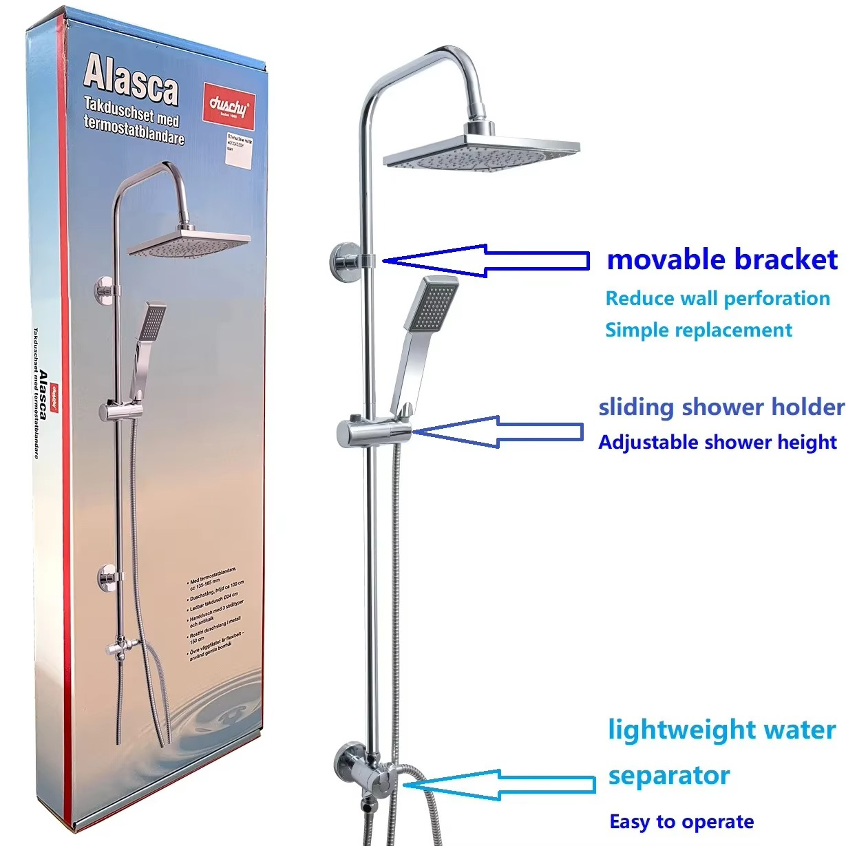 Factory direct sales ceiling shower faucet set rainwater mixer system luxury handheld head