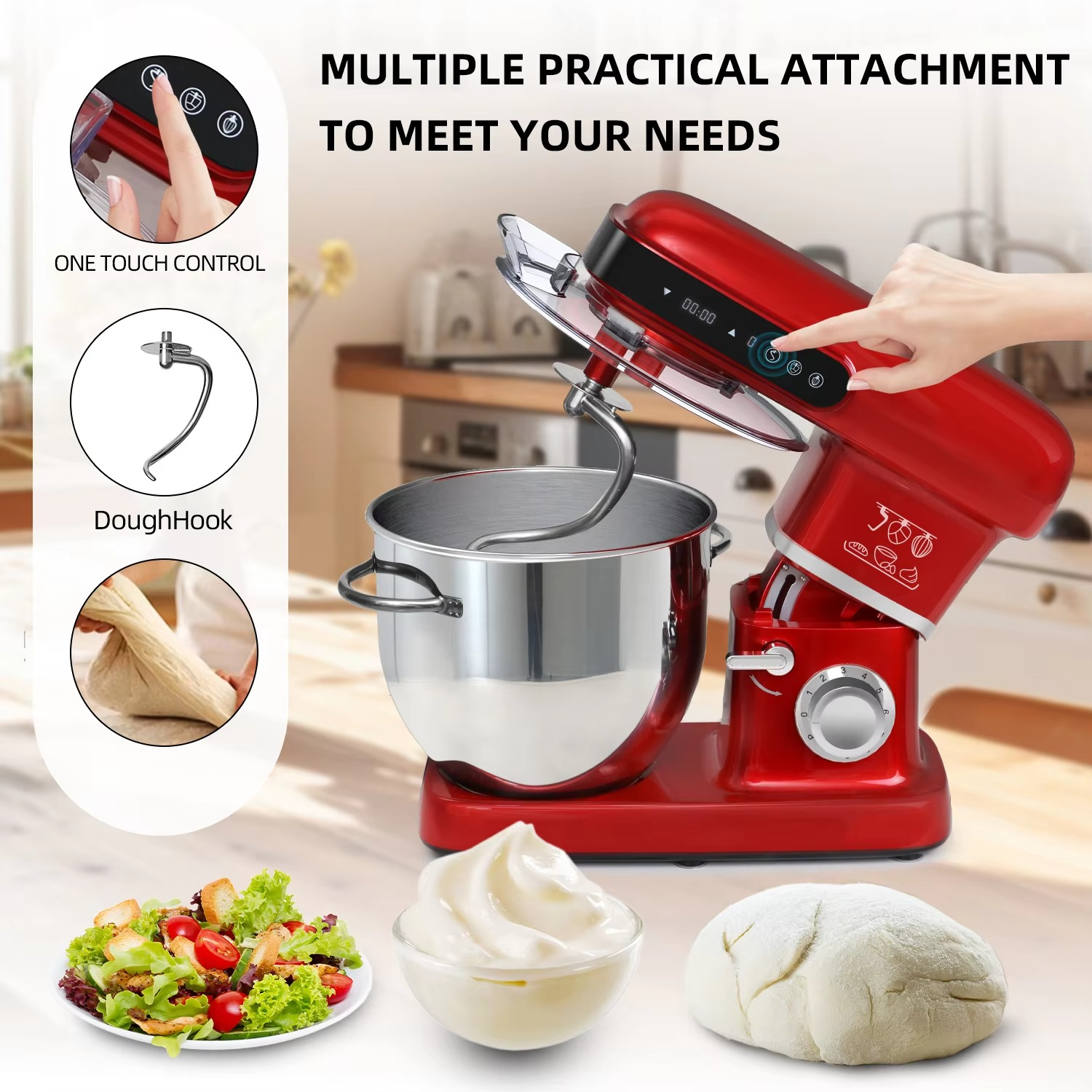 Cheftronic High Power 2200W 10L Food Mixers for Bakery Dough Mixer Mixing Stand Mixer Kitchen Robot