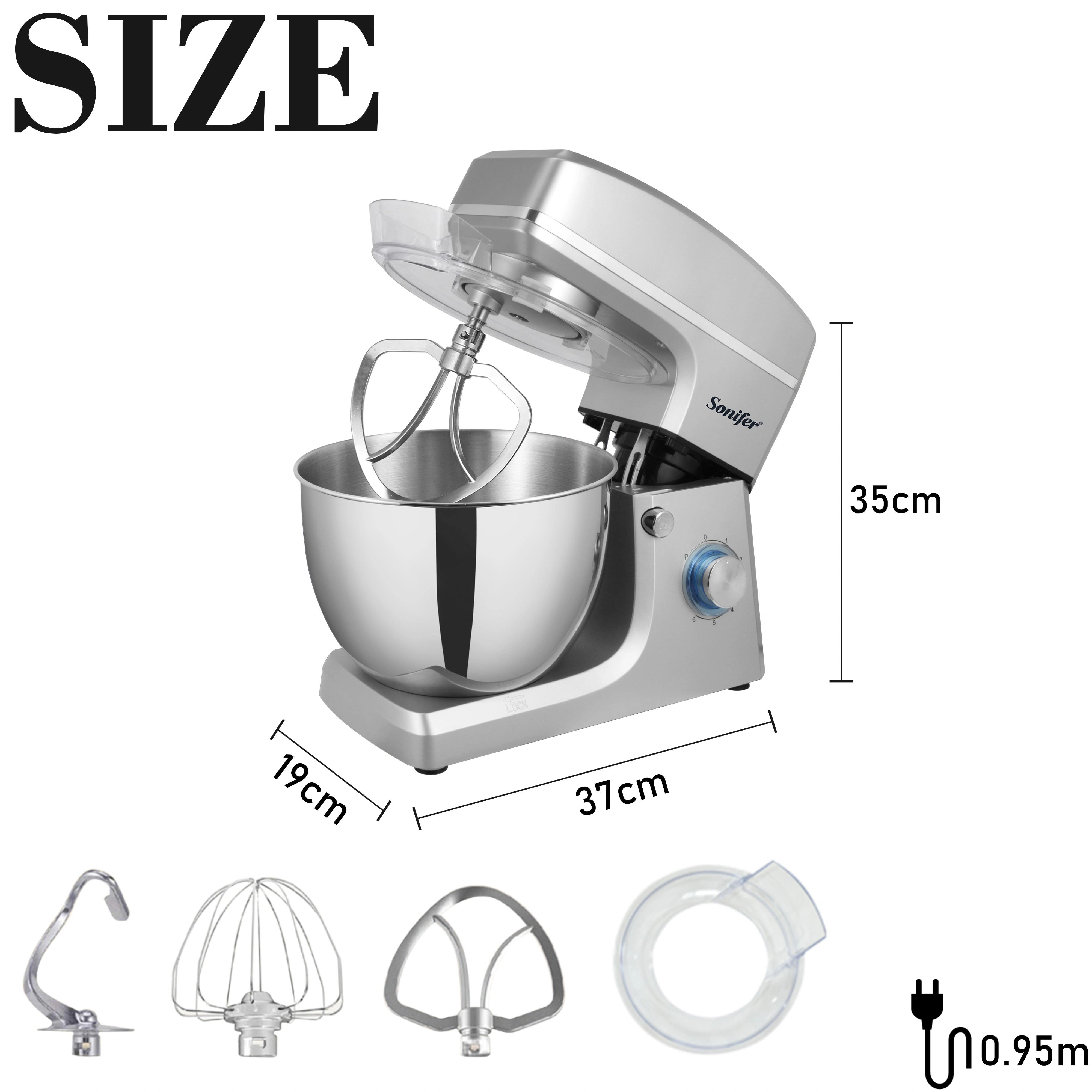 Sonifer 8L Stand Mixer Kitchen Aid Food Blender Cream Whisk Cake Dough Mixers With Bowl Stainless Steel Chef Machine Charm