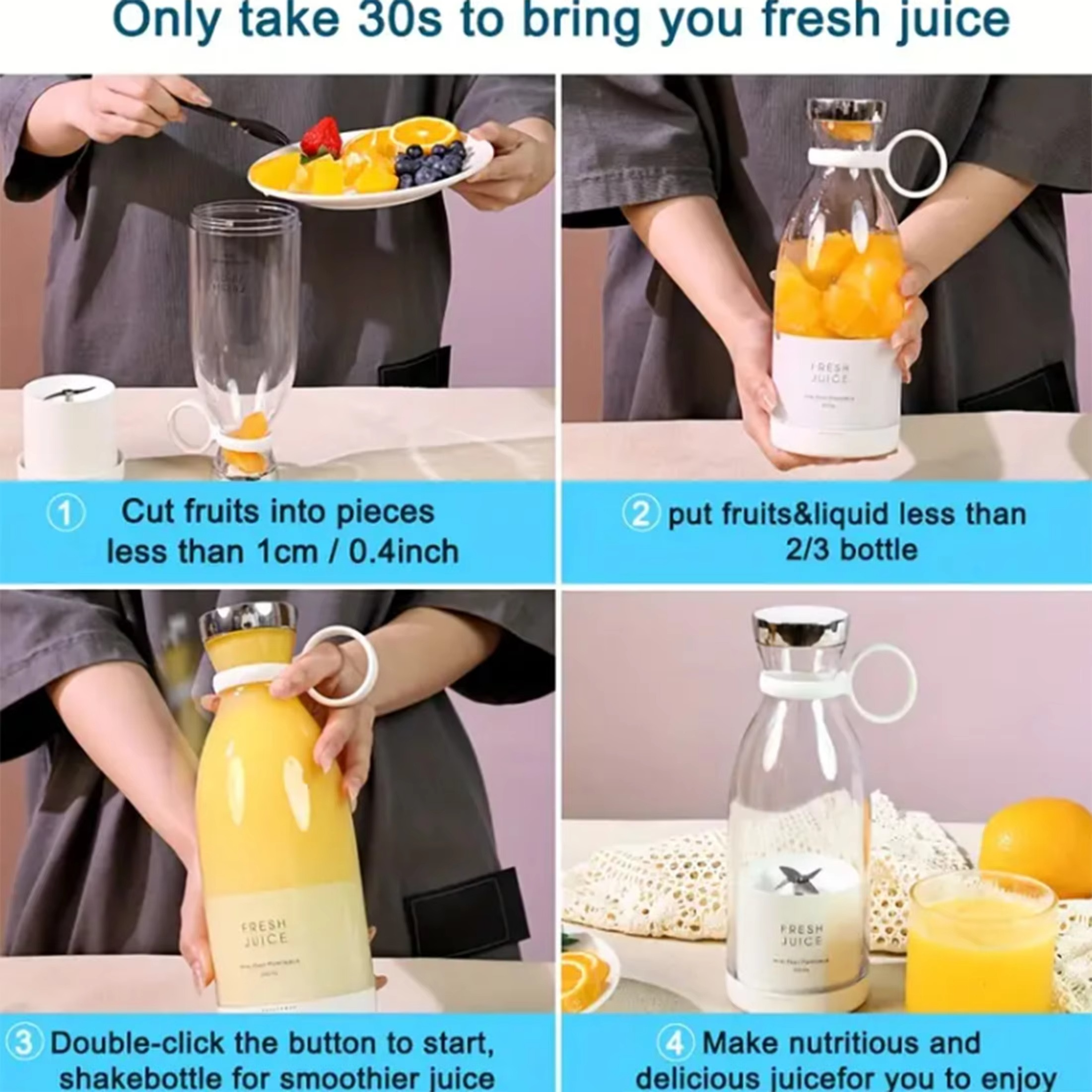 Portable blender, juicer, quick ice crushing, smooth juice, fruit mixer, drink maker