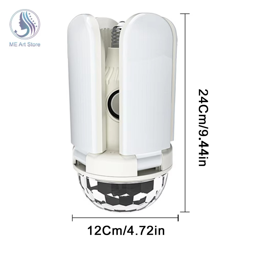 E27 LED Bulb Fan Blade Four-leaf Music Lamp Bluetooth Speaker Foldable LED Light Bulb Ceiling Light With Remote Controller