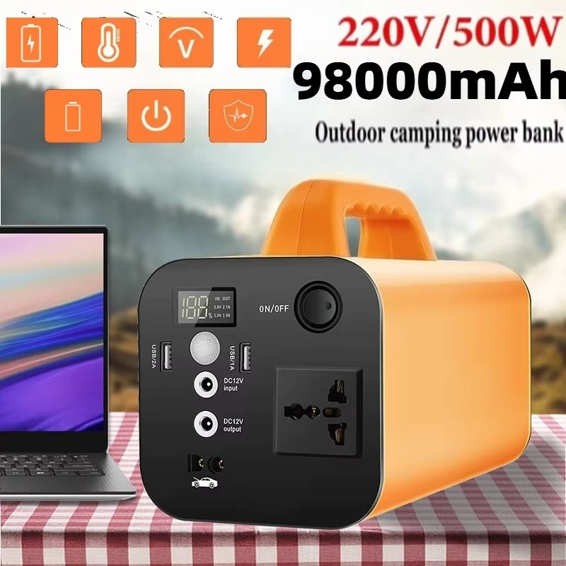 500W Portable Power Station 80000mAh 220V Lifepo4 Battery for Solar Generator UPS Camping RV Trip Energy Storage Supply LED