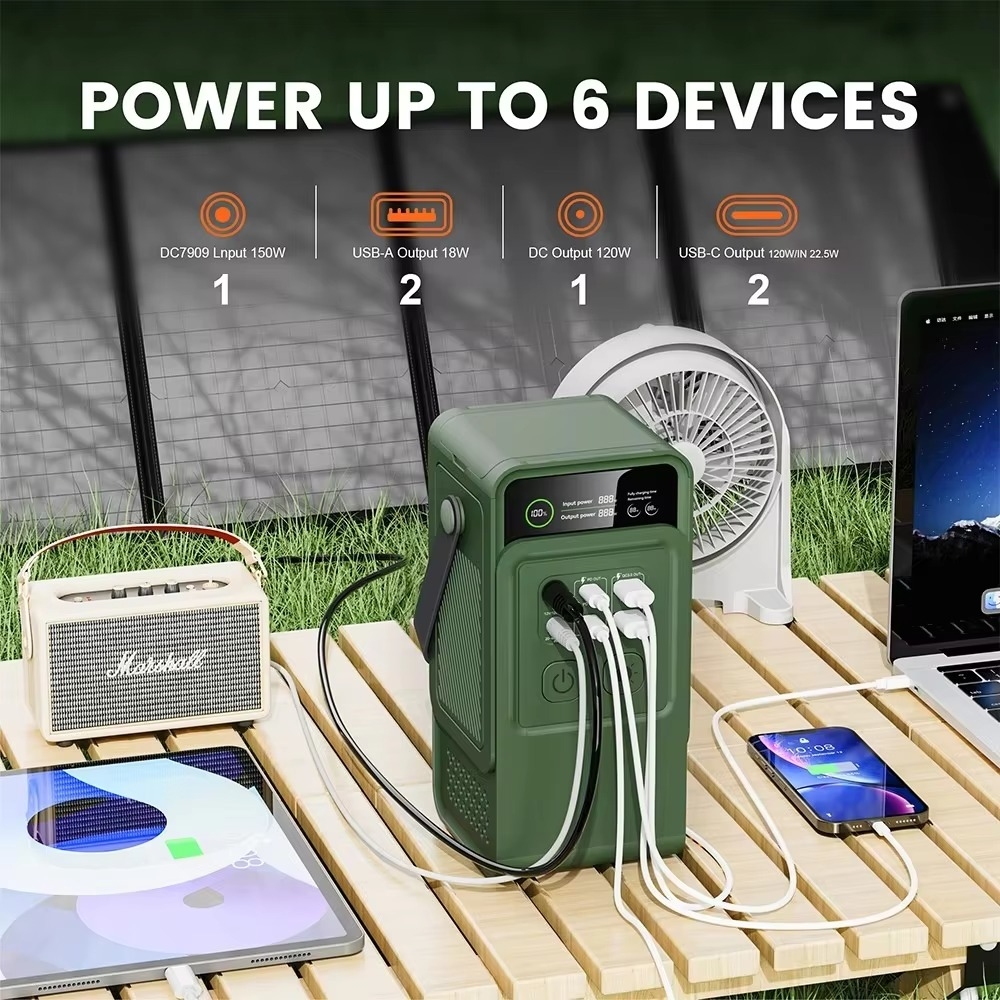 60000mAh 200W 192Wh Camping Power Station Power Bank LiFePo4 Portable Charger Battery Outdoor Solar Generator USB Port Supply