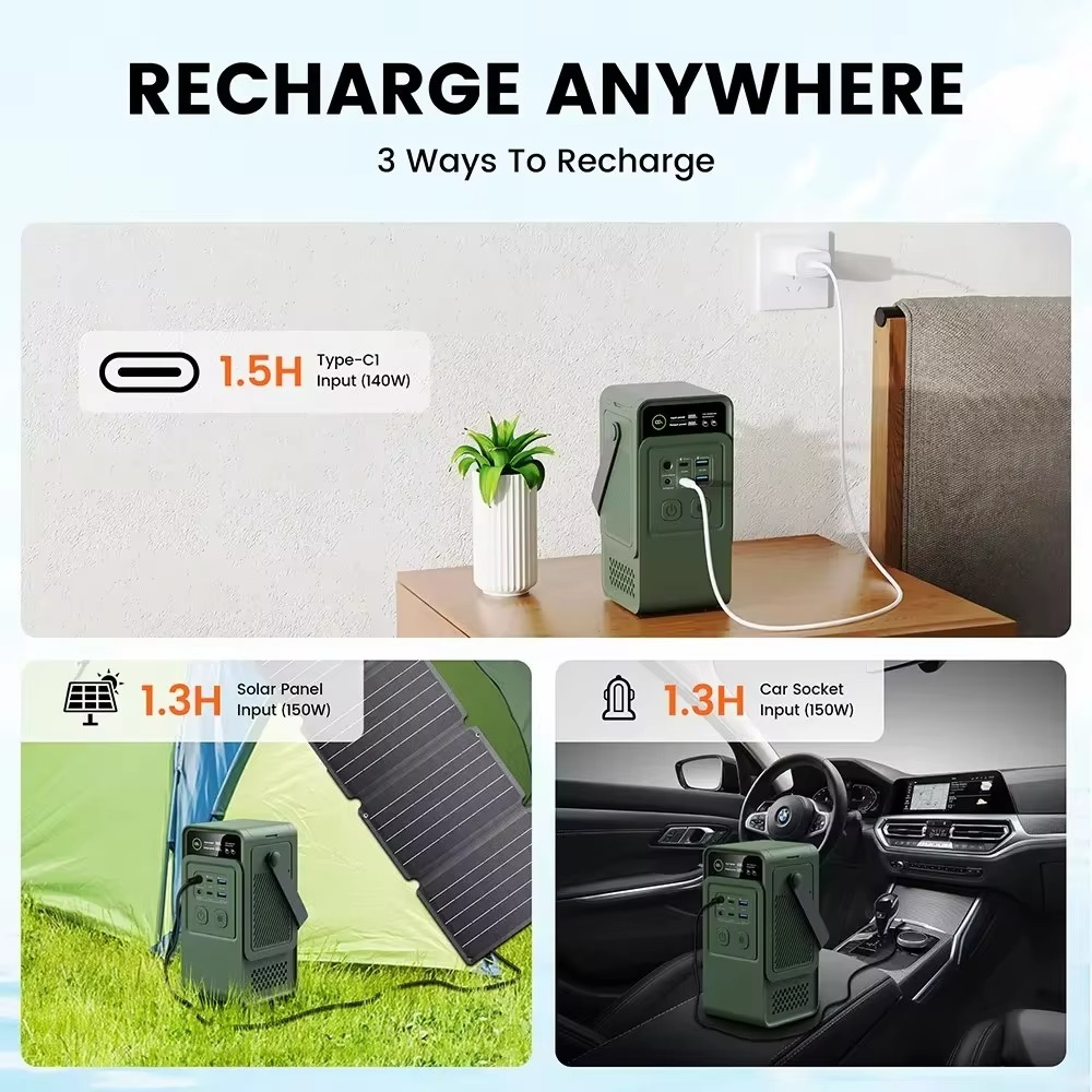 60000mAh 200W 192Wh Camping Power Station Power Bank LiFePo4 Portable Charger Battery Outdoor Solar Generator USB Port Supply