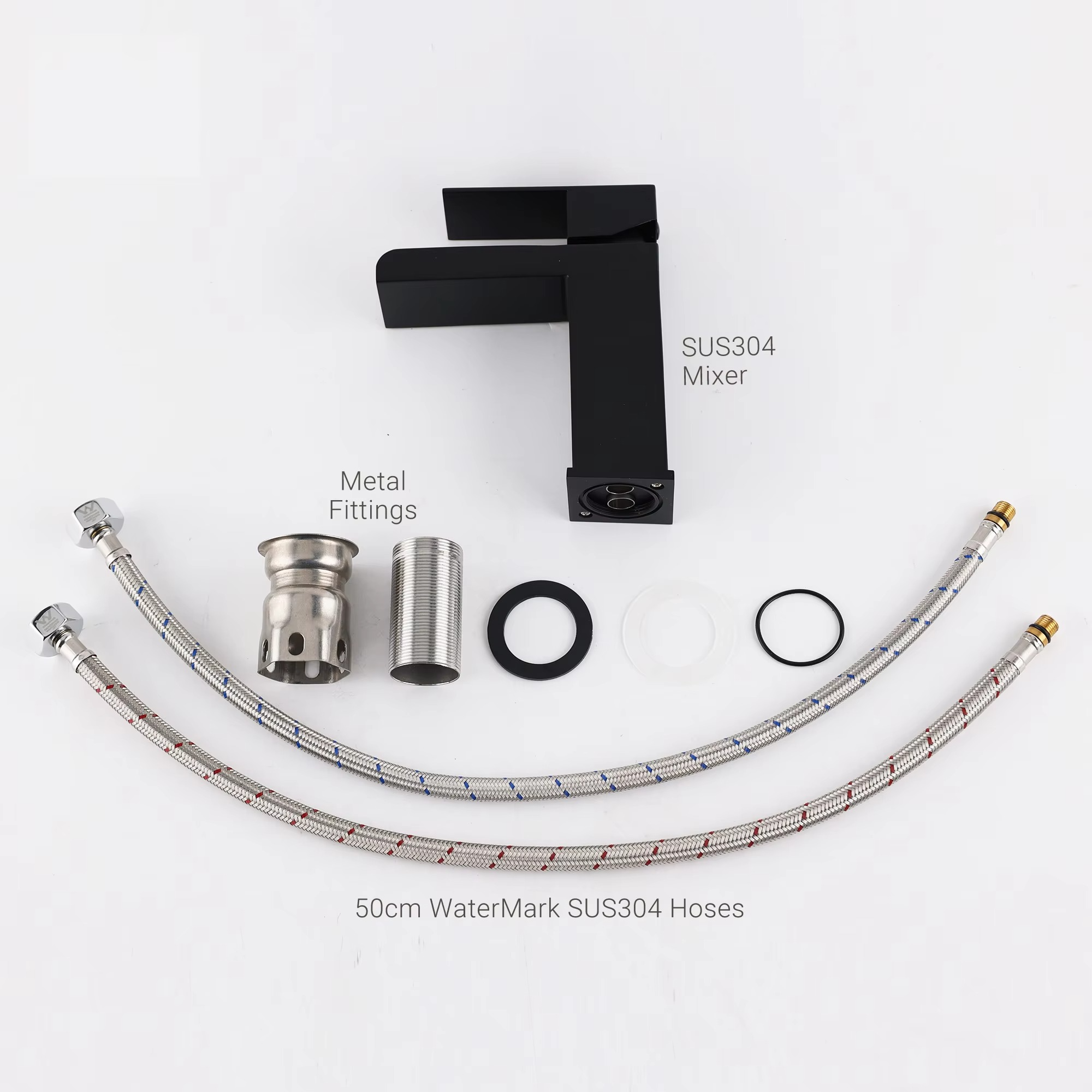 KYLINS Bathroom Waterfall Basin Sink Faucet Black Bath Faucet Hot Cold Water Mixer Vanity Tap Deck Mounted Washbasin Stainless