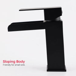 KYLINS Bathroom Waterfall Basin Sink Faucet Black Bath Faucet Hot Cold Water Mixer Vanity Tap Deck Mounted Washbasin Stainless