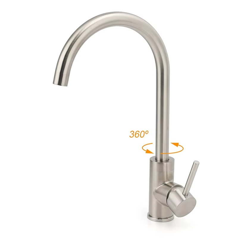 KYLINS WELS Tall Tapware 360° Swivel mixer Bathroom Faucets Brushed Nickel Round Kitchen Sink Tap Laundry Basin Mixer Faucet