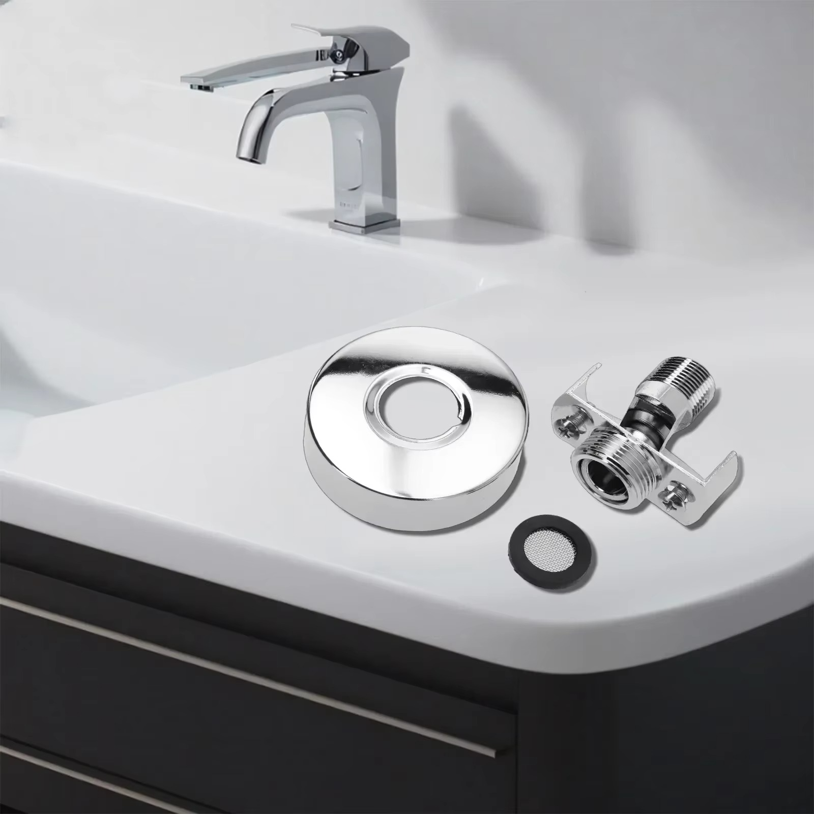 40° Adjustable Wall Mounted Faucet Angled Curved Foot Eccentric Screw Corner Tap Adapter Bathroom Kitchens Fixture