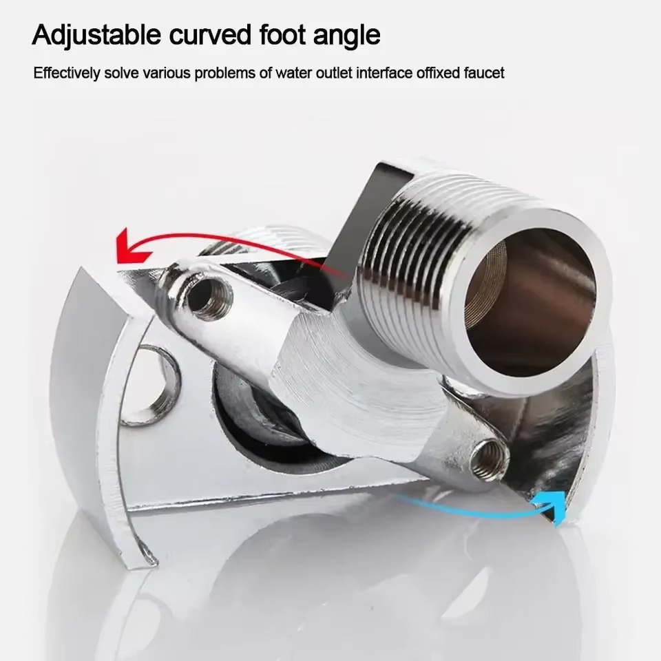 40Degree Adjustable Wall Mounted Faucet Angled Curved Foot Eccentric Screw Corner Tap Adapter Bathroom Fixture 1pc