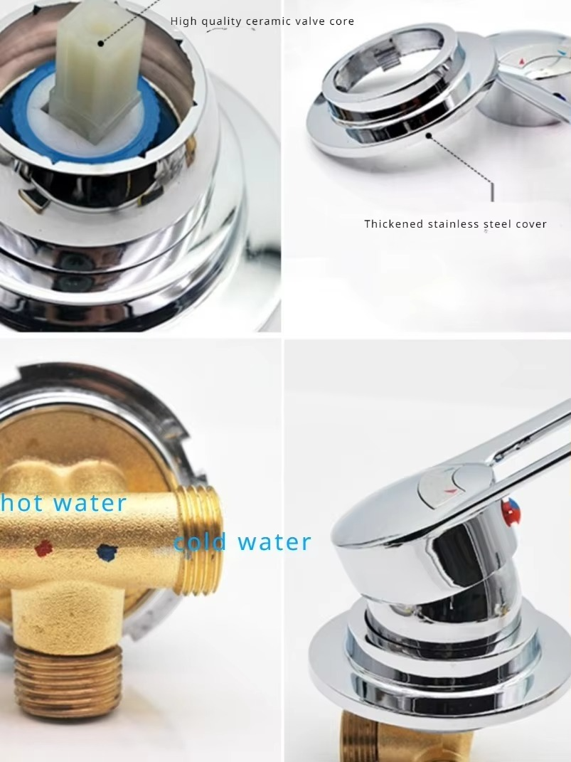 Bathroom Brass Faucet 3 Way Mixing Valve Water Outlet Thread Center Distance 10cm Shower Mixer Cabin Wall Mount Bathroom valve