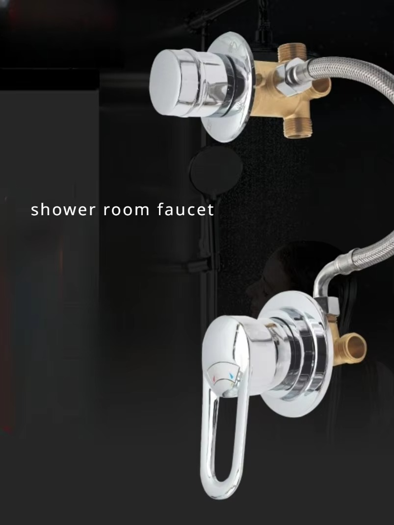 Bathroom Brass Faucet 3 Way Mixing Valve Water Outlet Thread Center Distance 10cm Shower Mixer Cabin Wall Mount Bathroom valve