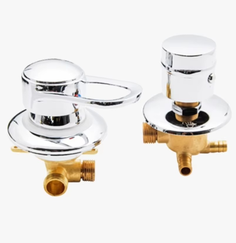 Bathroom Brass Faucet 3 Way Mixing Valve Water Outlet Thread Center Distance 10cm Shower Mixer Cabin Wall Mount Bathroom valve