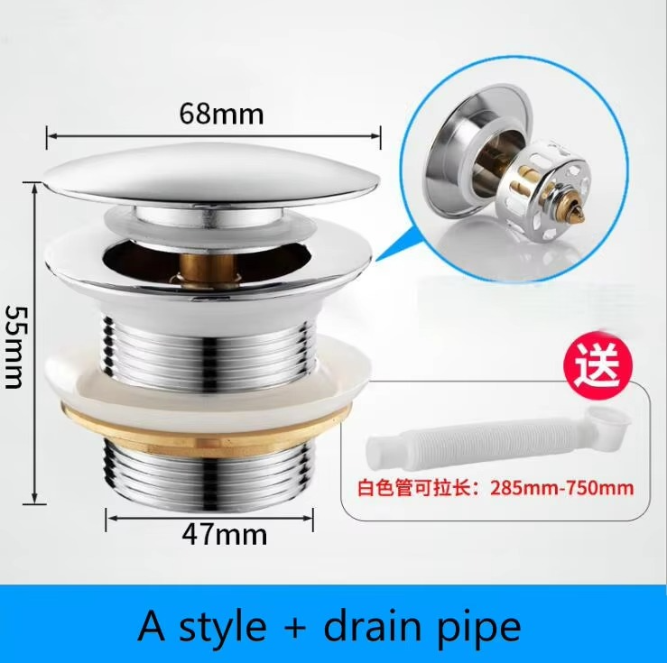 Bathroom Brass bathtub drain pop up down chrome polish brass WC bath water drainer