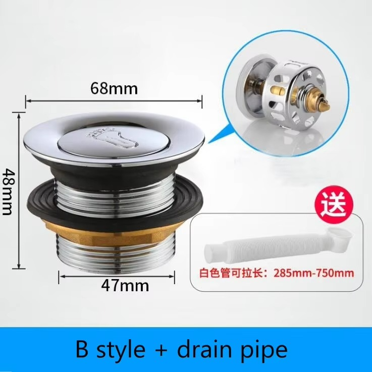 Bathroom Brass bathtub drain pop up down chrome polish brass WC bath water drainer