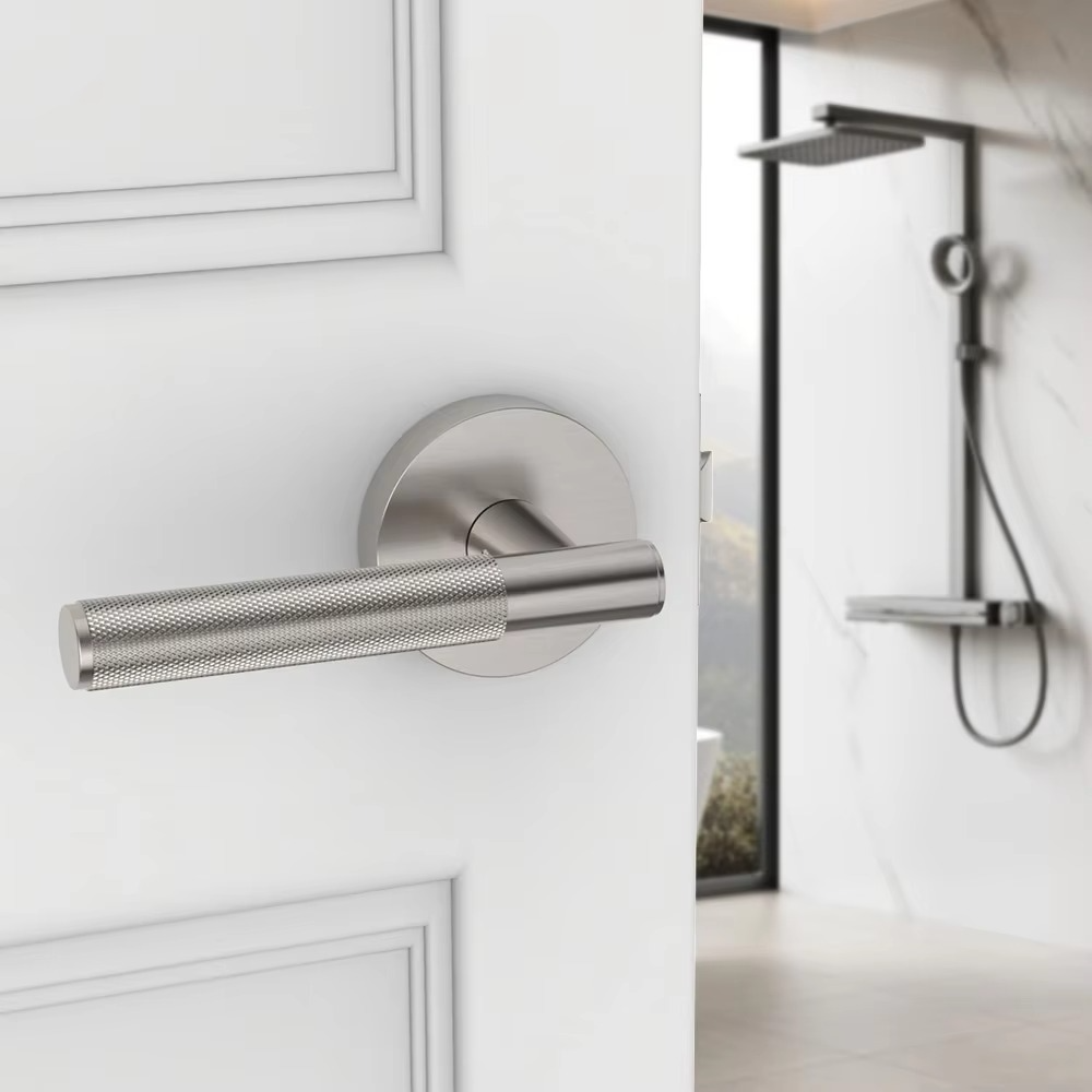 Viladepot Privacy Door Handle Knurled Handle Lever Bedroom Bathroom Passage Door Lock Reversible Keyless