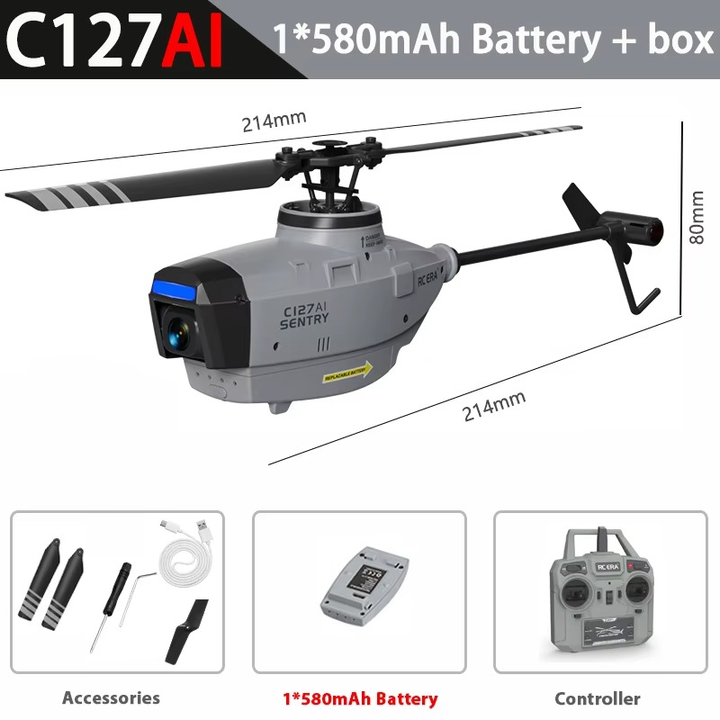 RC ERA C127AI Helicopter 5G WIFI Image Transfer Target Follow 6-Axis Gyro Stabilized Professional Remote Control Helicopter Toy