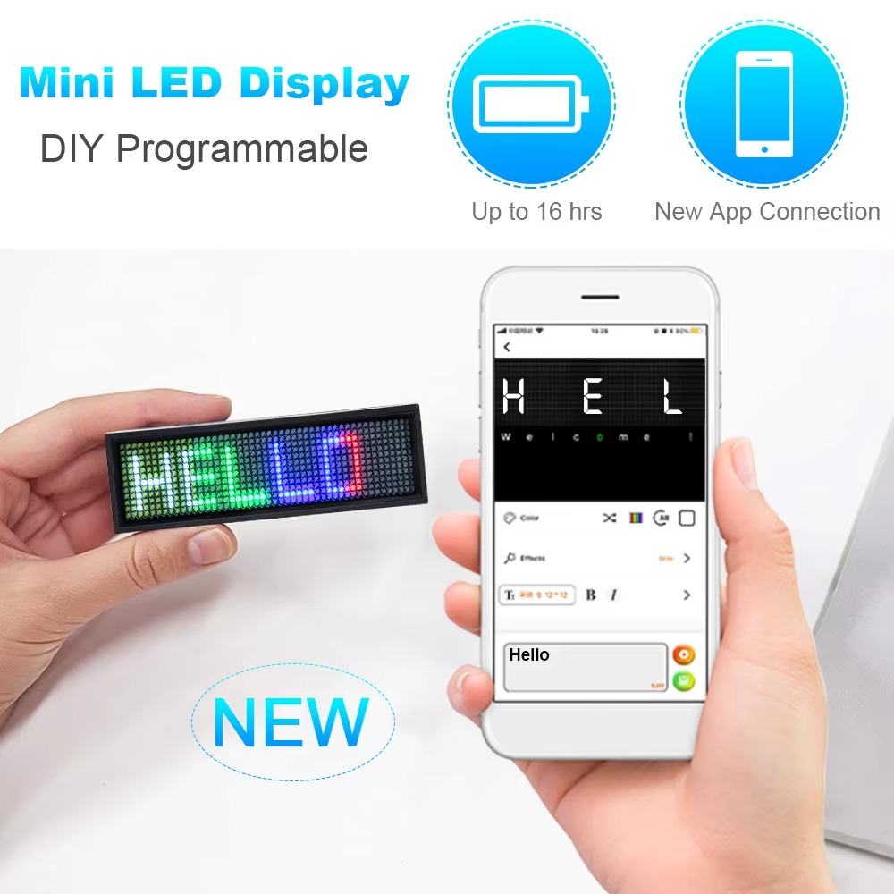 LED Name Badge Multi-color LED Display DIY Programmable Scrolling Message Light Board Mobile Control Text Message Light Board