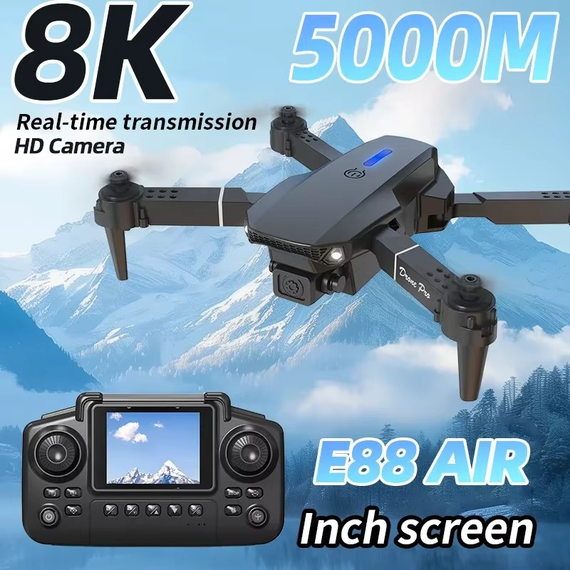 2025 New E88 Air Screen Controlled Lighting Mini Drone 4K Dual Camera Optical Flow Remote Control Aircraft By KBDFA Tech