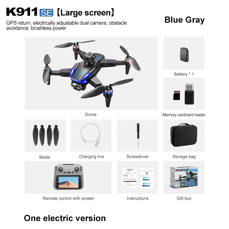 K911 Professional 8K RC Quadcopter Drone with GPS FPV, 4K Camera, 4.5-inch Screen, Remote-Controlled Toys, Obstacle Avoidance, A