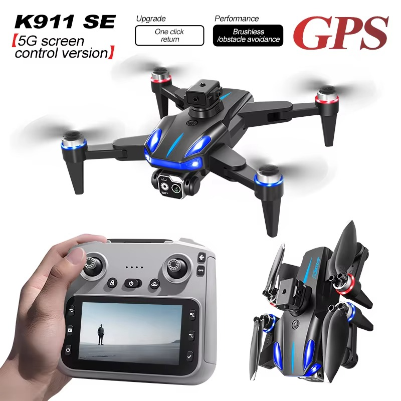 K911 Professional 8K RC Quadcopter Drone with GPS FPV, 4K Camera, 4.5-inch Screen, Remote-Controlled Toys, Obstacle Avoidance, A
