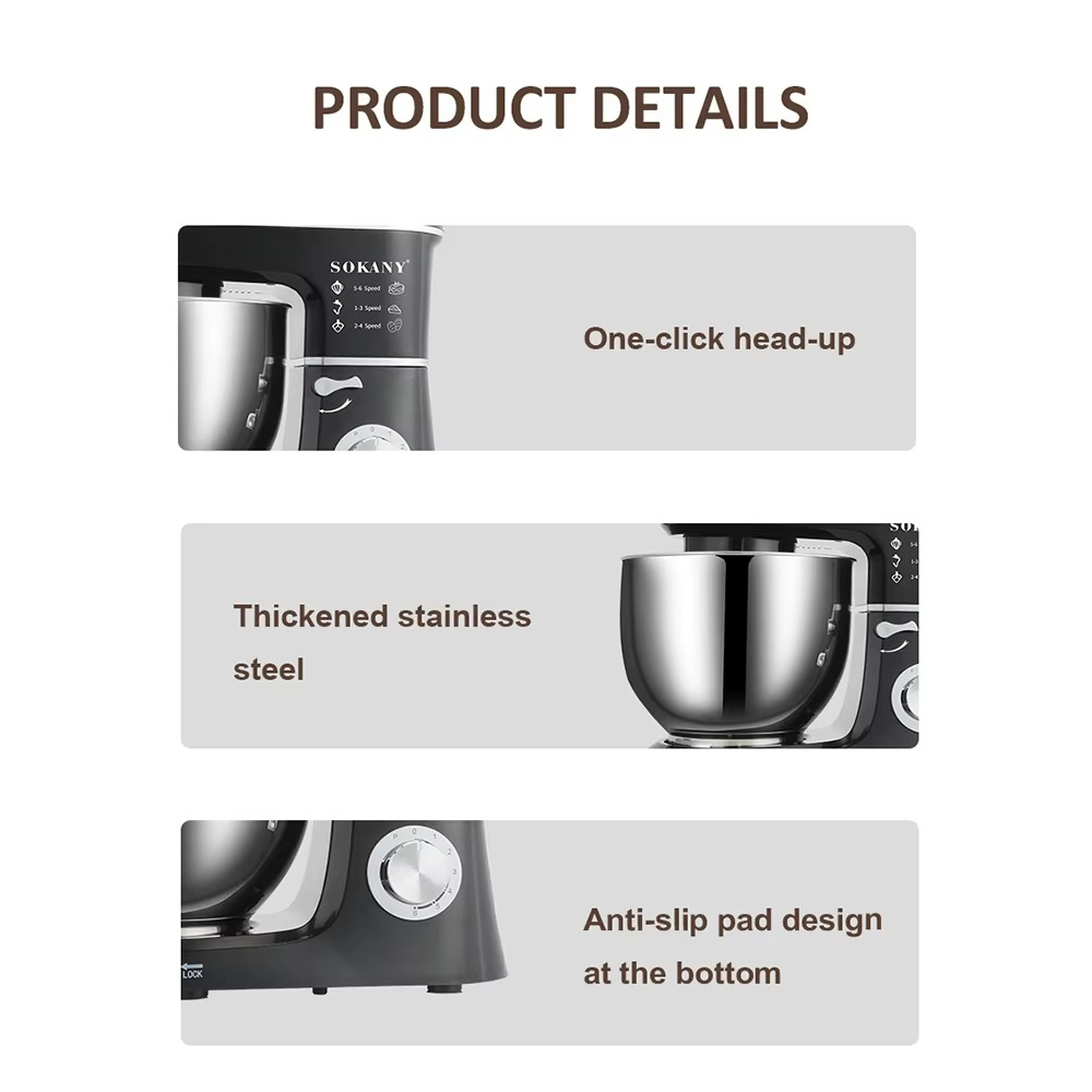 Electric Stand Mixer, 8L Large Capacity, Easy To Mix, Dough Hook, Whisk & Mixer for Baking, Cake & Flour