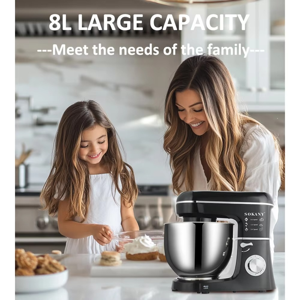 Electric Stand Mixer, 8L Large Capacity, Easy To Mix, Dough Hook, Whisk & Mixer for Baking, Cake & Flour