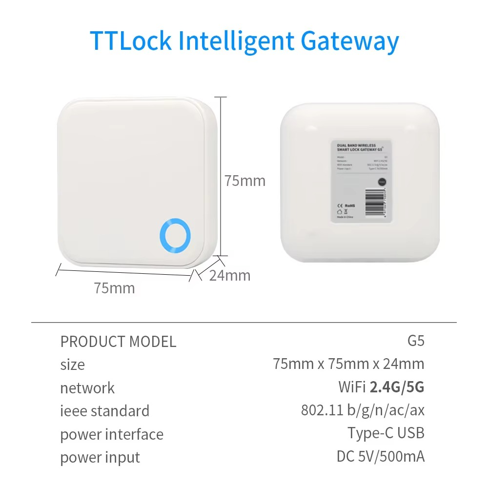 2.4G+5G TTLOCK WIFI Gateway G5 Bluetooth Mesh Door Lock Gateway G5 for TTHotel TTLOCK APP Hotel Smart Lock Hub
