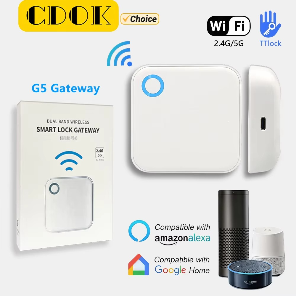 CDOK G5 TTlock gateway can connect to 5G WiFi, making it convenient for hotels and B&Bs to uniformly manage smart locks