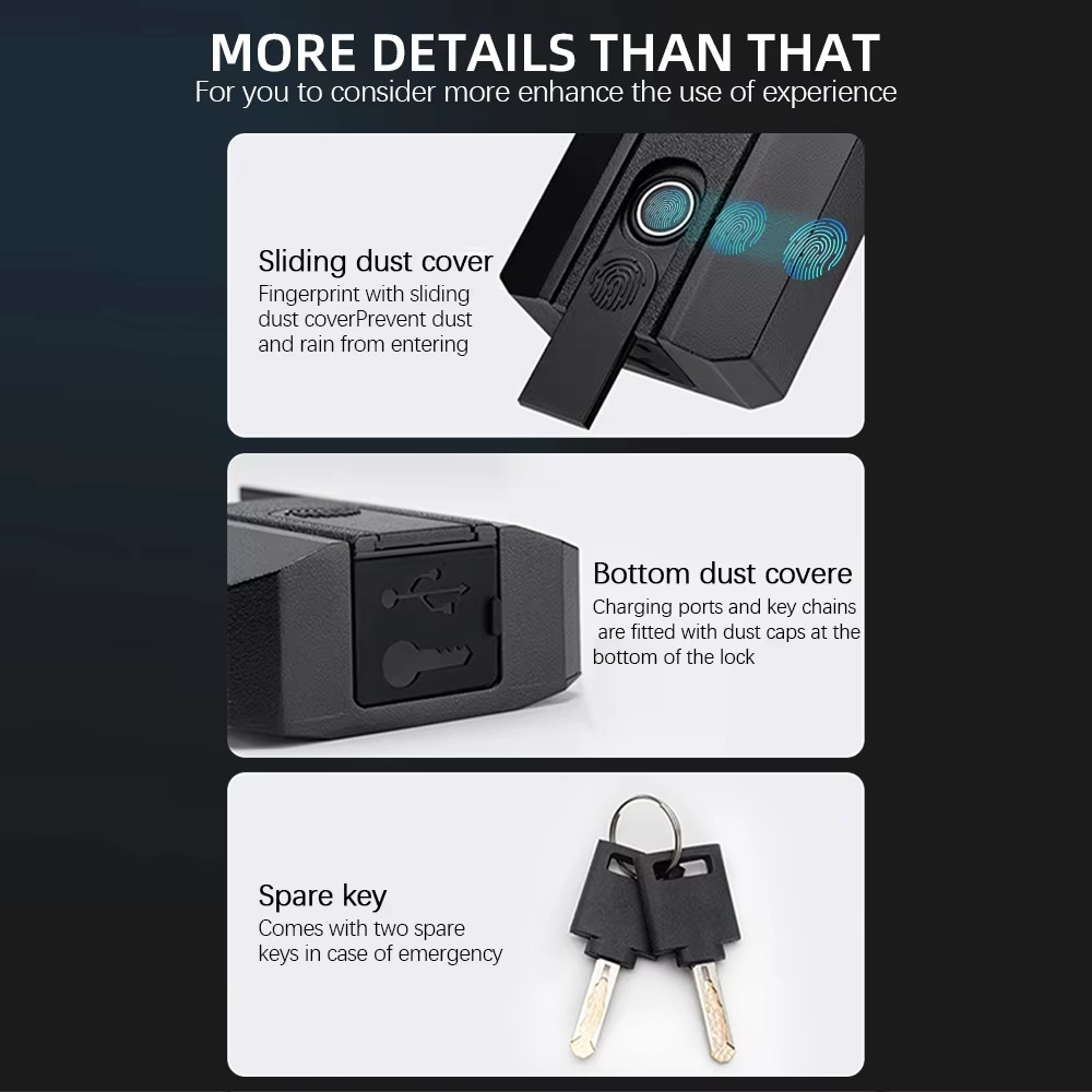 RAYKUBE IP67 Waterproof TT Lock Electronic Lock Digital Fingerprint Padlock with Built-in rechargeable Battery APP key Unlock