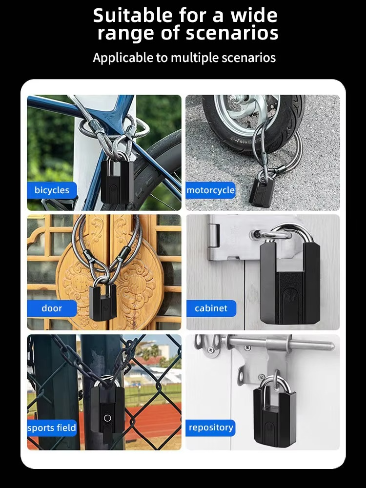 RAYKUBE IP67 Waterproof TT Lock Electronic Lock Digital Fingerprint Padlock with Built-in rechargeable Battery APP key Unlock