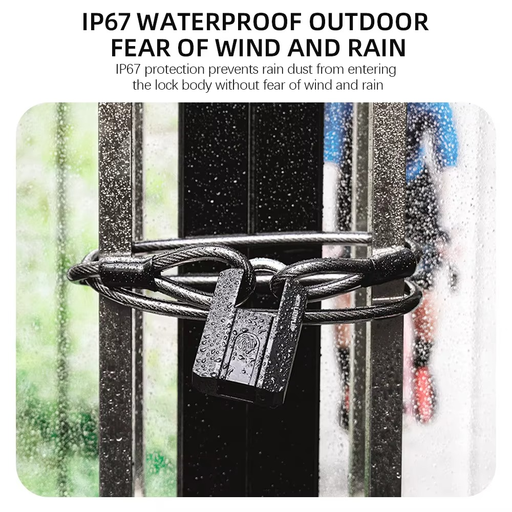 RAYKUBE IP67 Waterproof TT Lock Electronic Lock Digital Fingerprint Padlock with Built-in rechargeable Battery APP key Unlock