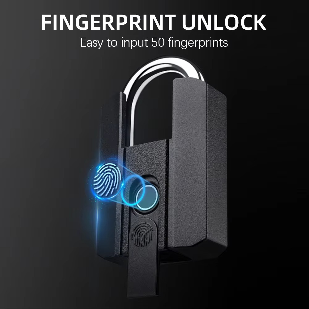 RAYKUBE IP67 Waterproof TT Lock Electronic Lock Digital Fingerprint Padlock with Built-in rechargeable Battery APP key Unlock