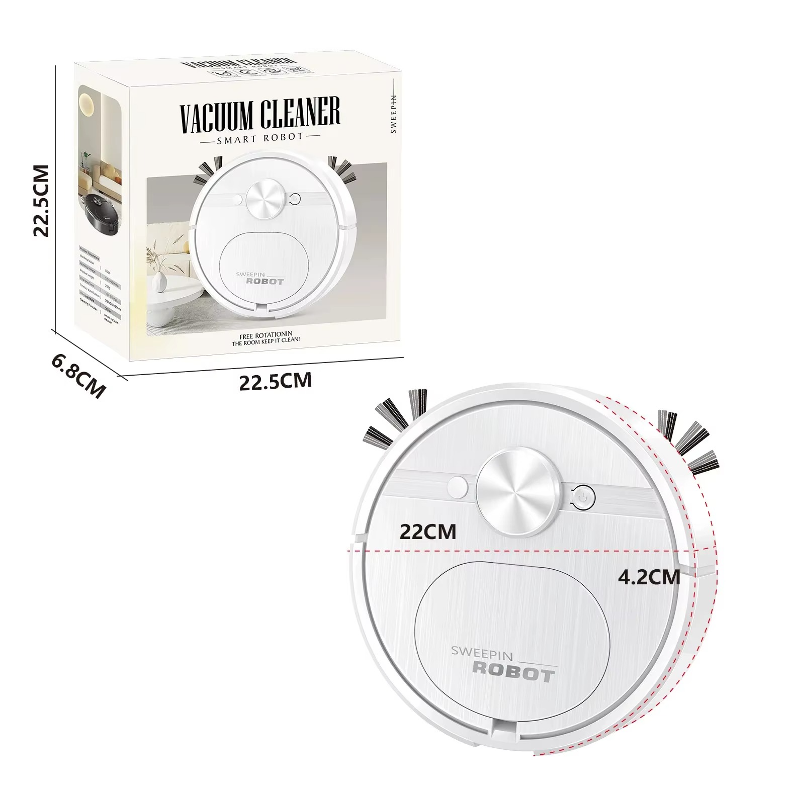 Smart Robot Vacuum Cleaner 3-in-1 Charging Mopping Hair Pet Hair Dust Removal Sweeper Household Electric Floor Cleaner