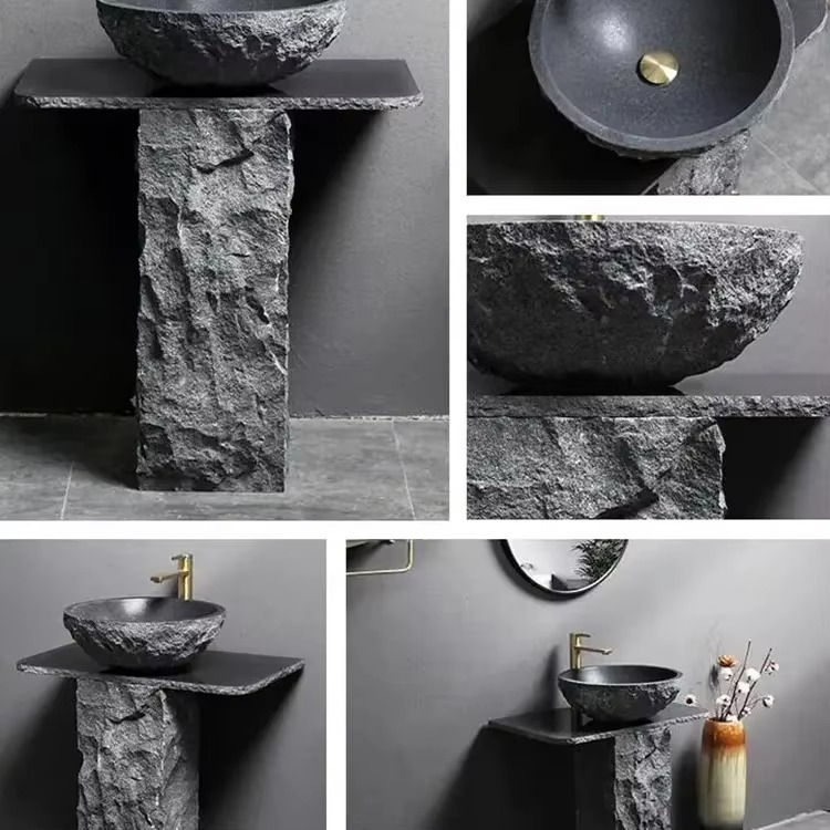 Custom Standing Artificial Basin Bathroom Sink Quartz Vanity Sink Modern Design Marble Pedestal Bathroom Sink