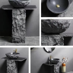 Custom Standing Artificial Basin Bathroom Sink Quartz Vanity Sink Modern Design Marble Pedestal Bathroom Sink
