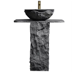 Custom Standing Artificial Basin Bathroom Sink Quartz Vanity Sink Modern Design Marble Pedestal Bathroom Sink