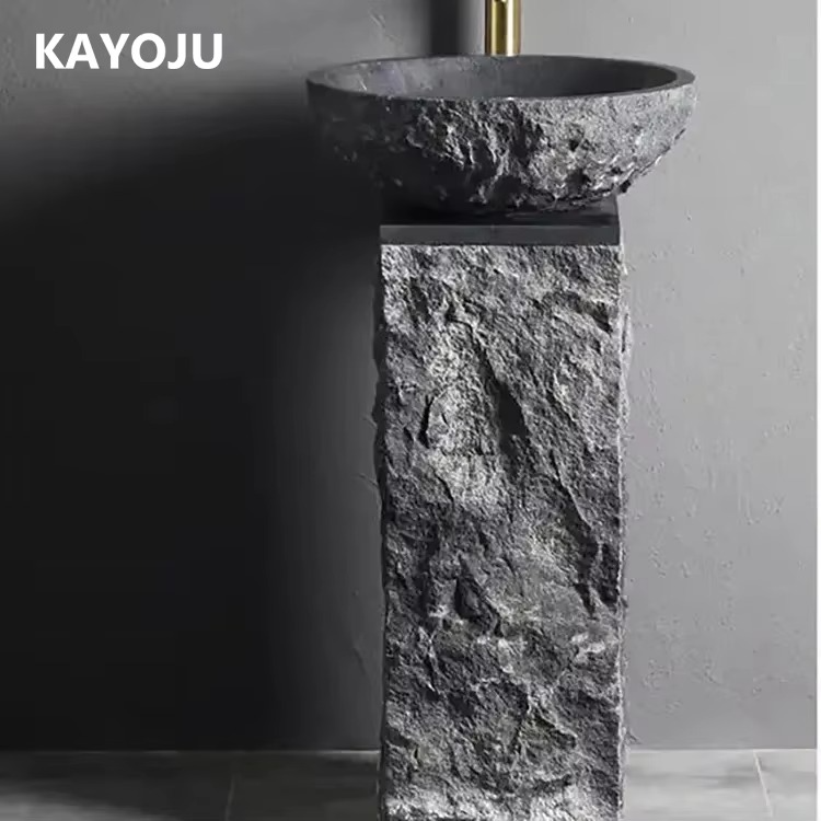 Custom Standing Artificial Basin Bathroom Sink Quartz Vanity Sink Modern Design Marble Pedestal Bathroom Sink