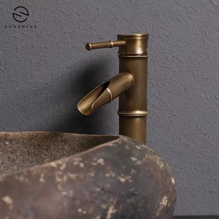 Sink in Natural River Pebble Countertop Bathroom Faucet Style - Exquisite Pebble Texture, Smooth Sinks, Bathrooms & Kitchen