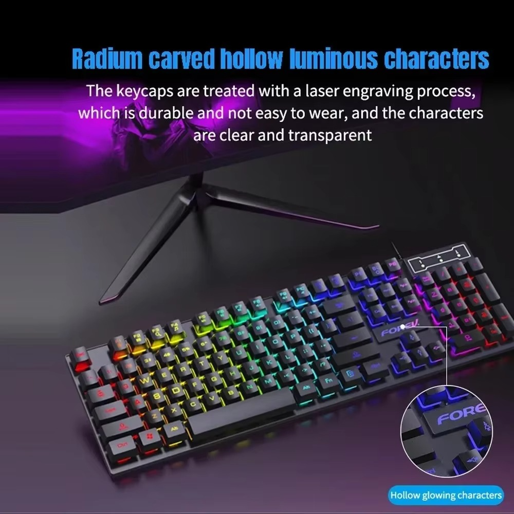 104 key Backlit Mechanical Keyboard Wired Gaming Keyboard waterproof Luminous keyboard And Mouse Set