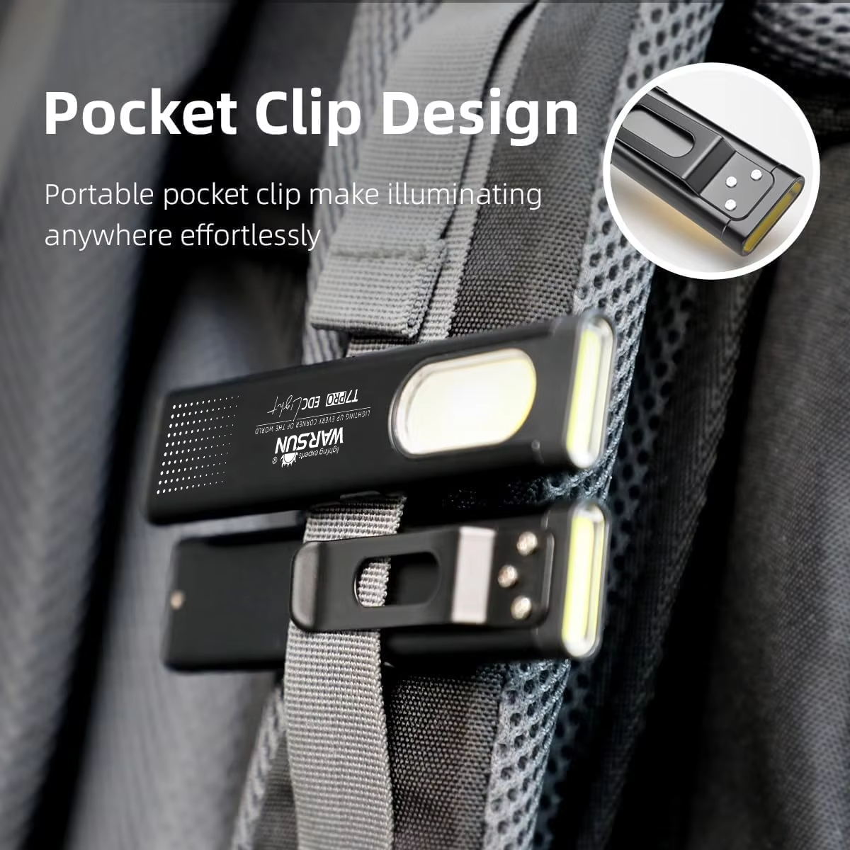 Warsun LED Keychain Flashlight 650Lm Portable Mini Torch Light Pocket Lantern Flood Work Light With Magnet