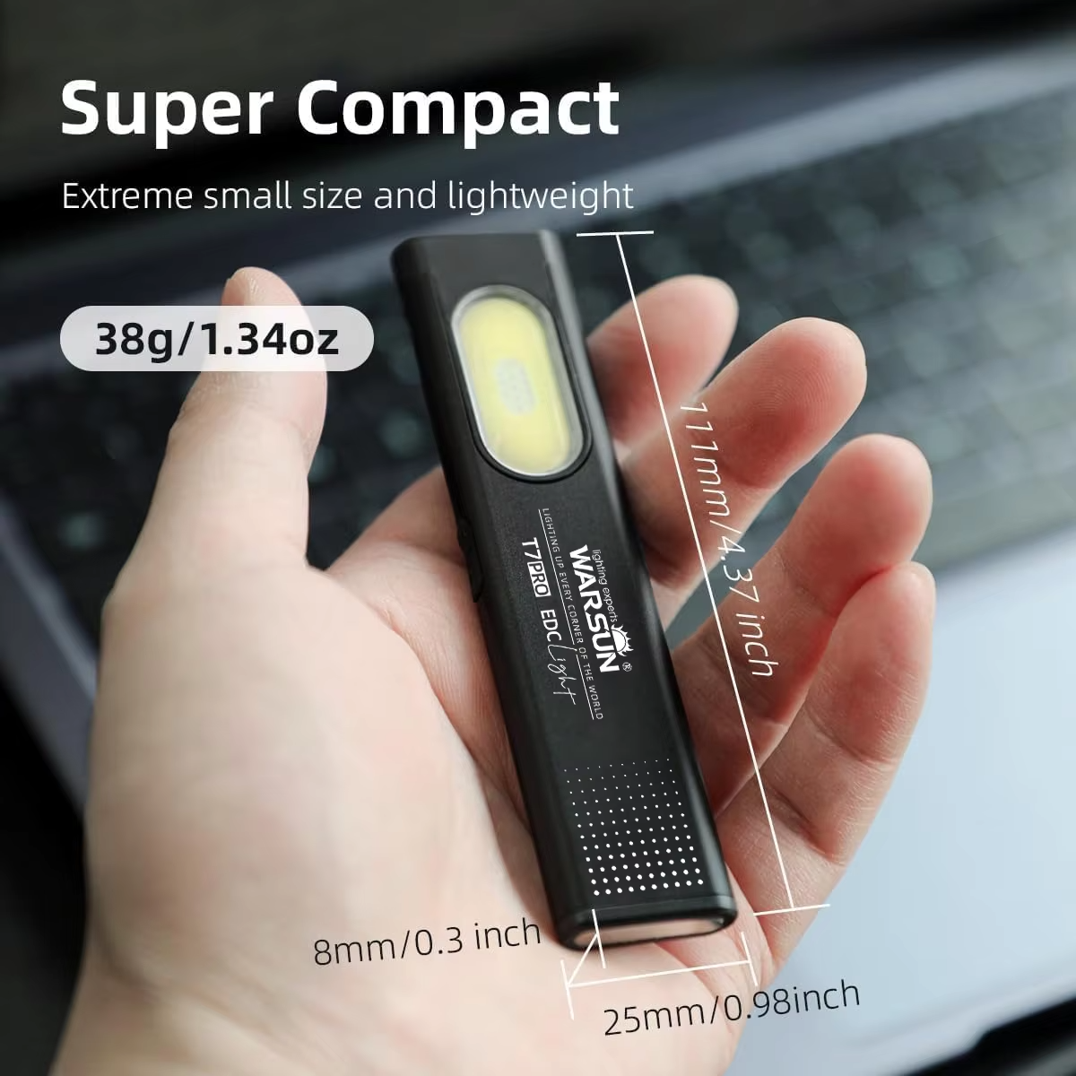 Warsun LED Keychain Flashlight 650Lm Portable Mini Torch Light Pocket Lantern Flood Work Light With Magnet