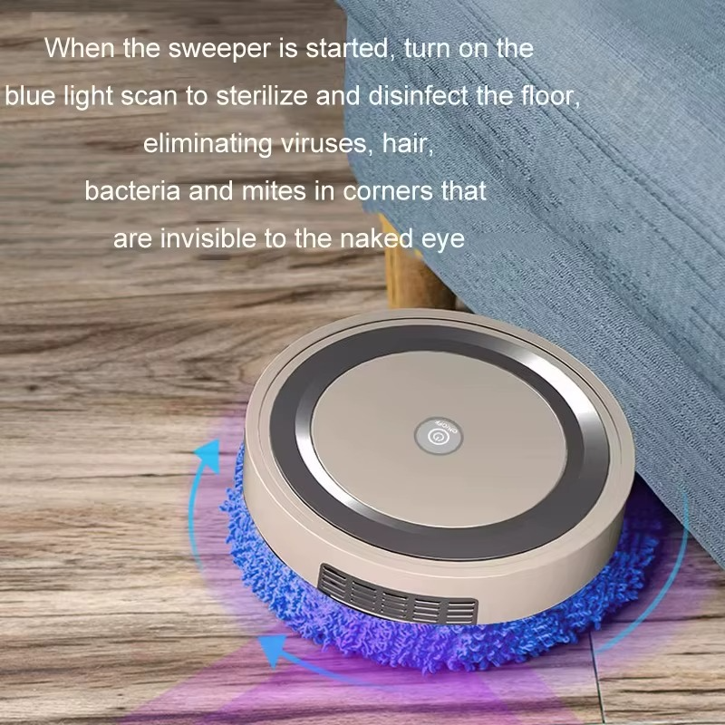 Wireless Smart Sweeping Robot, 3 in 1 Smart Sweeper, Ultra Silent Low Power Consumption Auto Cruise Sweeping and Vacuuming Robot