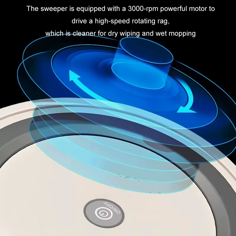 Wireless Smart Sweeping Robot, 3 in 1 Smart Sweeper, Ultra Silent Low Power Consumption Auto Cruise Sweeping and Vacuuming Robot