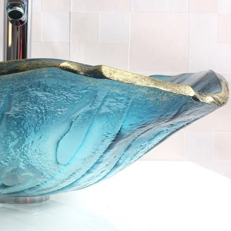 Tempered Glass Wash Basin Bathroom Washbasin Hotel Toilet Art Above Counter Basin Washbasin Creative Washbasin Basin Faucet Set