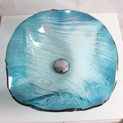 Tempered Glass Wash Basin Bathroom Washbasin Hotel Toilet Art Above Counter Basin Washbasin Creative Washbasin Basin Faucet Set