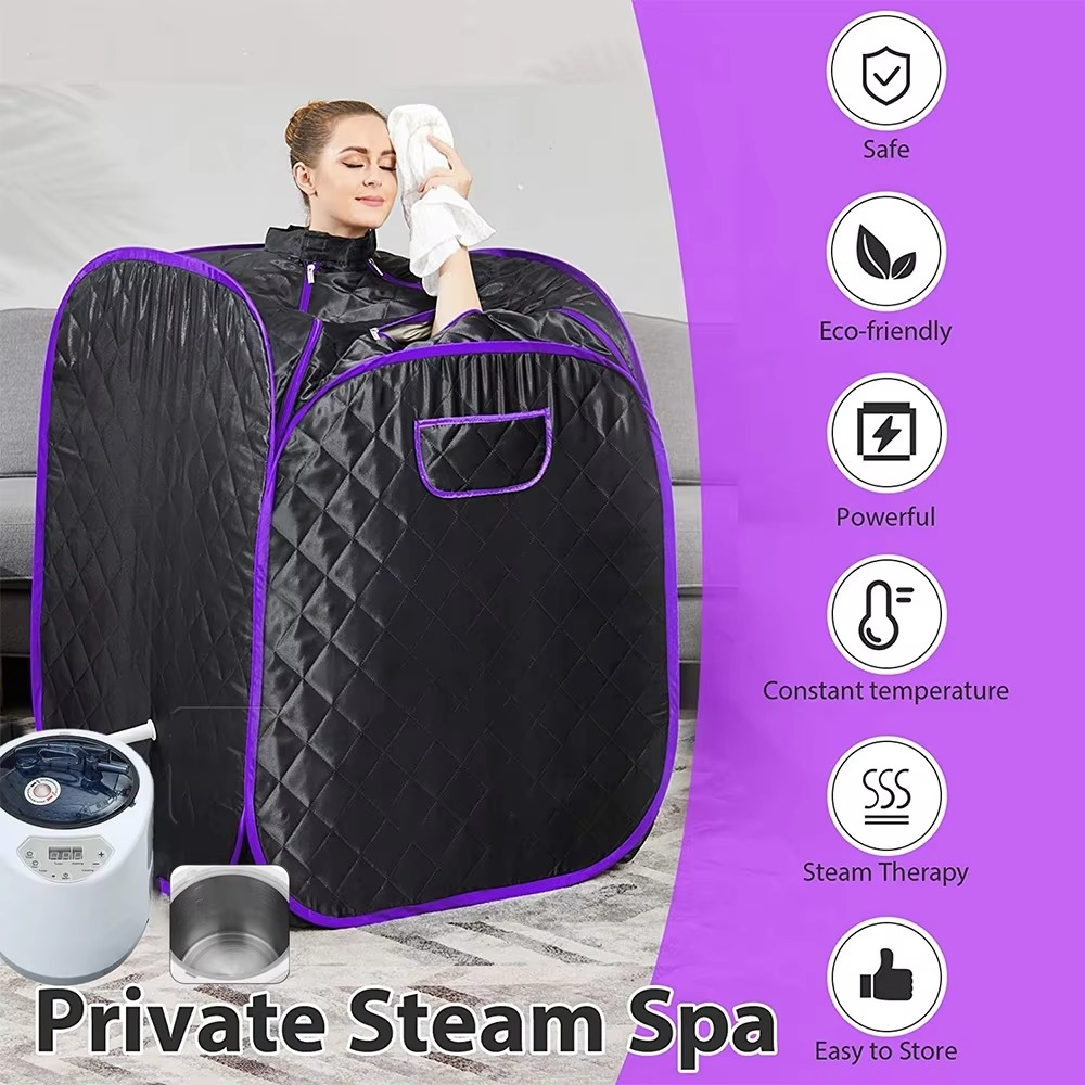 Black Sauna Cabin With Relax Sauna Portable Steam Sauna 2.2L 1000W Steam Generator Weight Loss Home Sauna SPA