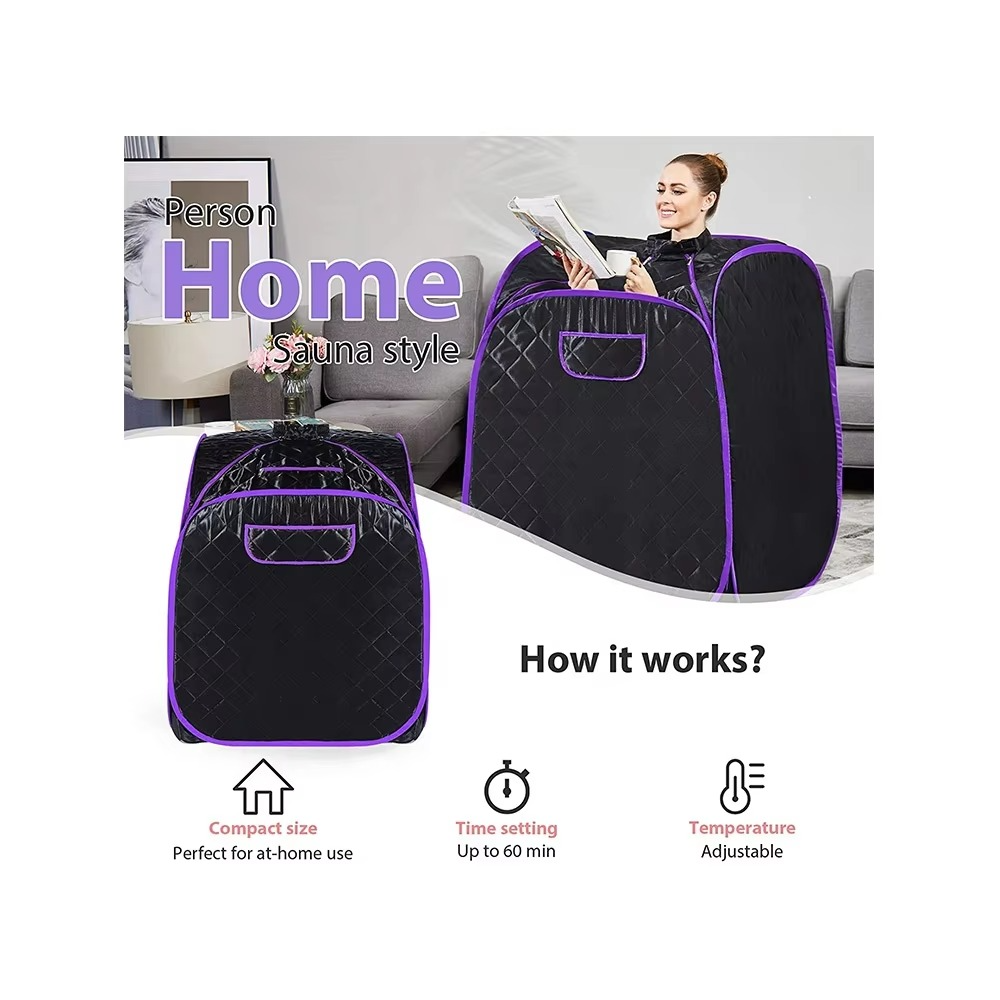 Black Sauna Cabin With Relax Sauna Portable Steam Sauna 2.2L 1000W Steam Generator Weight Loss Home Sauna SPA