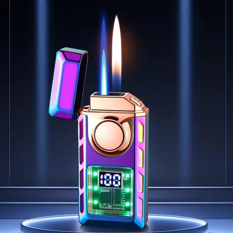 Rechargeable Piezo Pulse Windproof Cigar Cigarette Lighter Jet Butane Torch Gas Two Types Flames Lighters Smoking Accessory