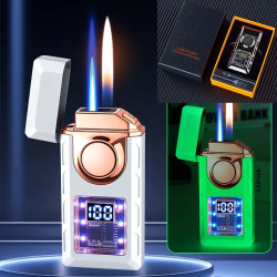 Rechargeable Piezo Pulse Windproof Cigar Cigarette Lighter Jet Butane Torch Gas Two Types Flames Lighters Smoking Accessory